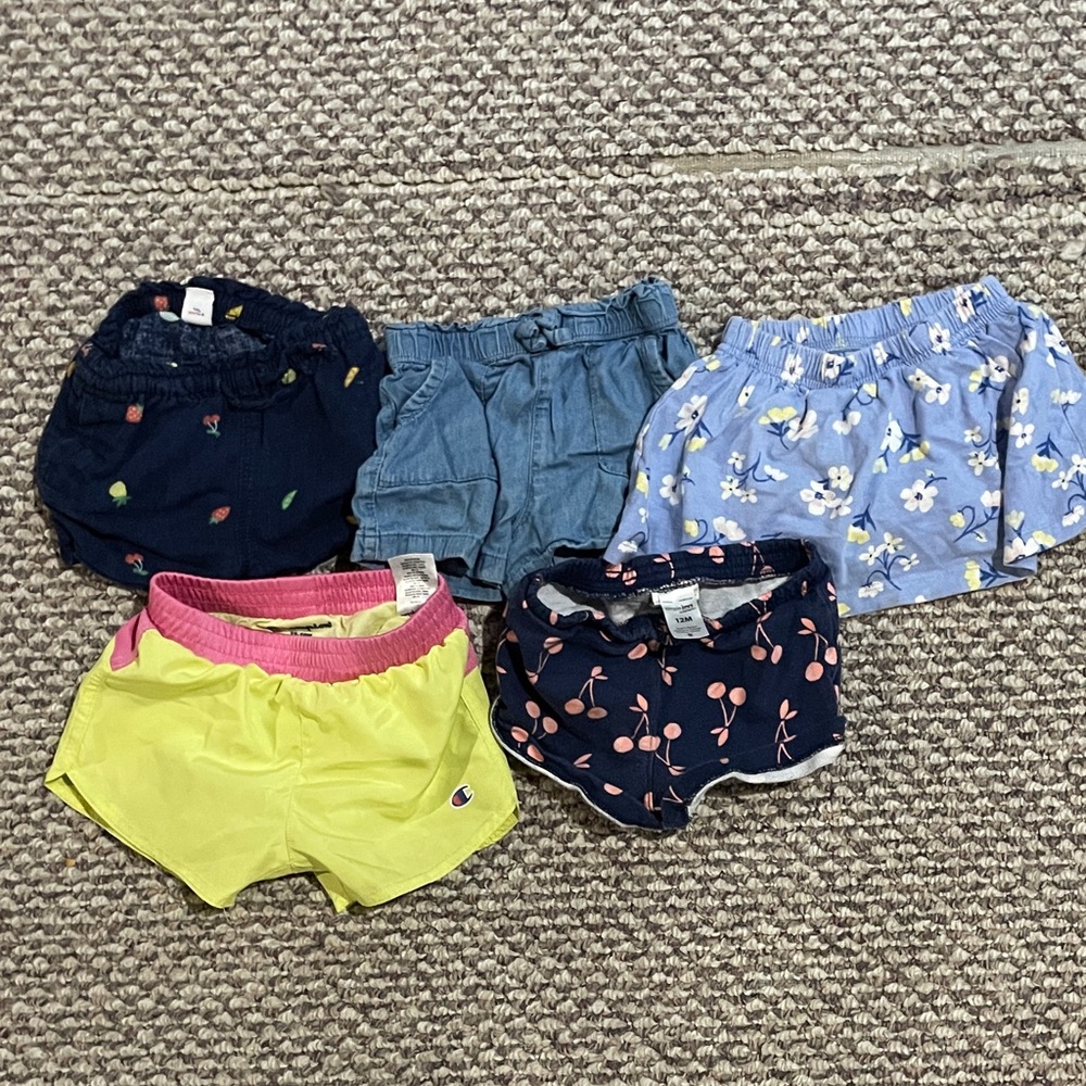12M Girls Shorts Bundle - Floral, Cherry & Neon Styles